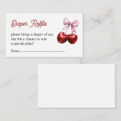 Cherry op Top Roze Bow Baby shower Luier Raffle Informatiekaartje (Voorkant / Achterkant)