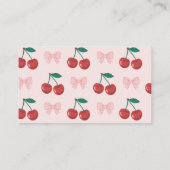 Cherry op Top Roze Bow Baby shower Luier Raffle Informatiekaartje (Achterkant)