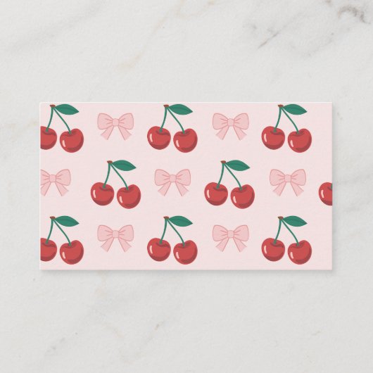 Cherry op Top Roze Bow Baby shower Luier Raffle Informatiekaartje (Achterkant)