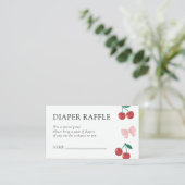 Cherry op Top Roze Bow Baby shower Luier Raffle Informatiekaartje (Staand voorkant)