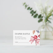 Cherry op Top Roze Bow Baby shower Luier Raffle Informatiekaartje (Staand voorkant)