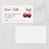 Cherry op Top Roze Bow Baby shower Luier Raffle Informatiekaartje (Voorkant / Achterkant)