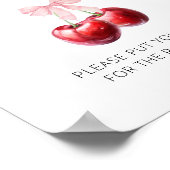 Cherry op Top Roze Bow Baby shower Luier Raffle Poster (Hoek)