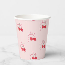 Cherry op Top Roze Bow Baby shower Papieren Bekers