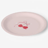 Cherry op Top Roze Bow Baby shower Papieren Bordje (Gekanteld)