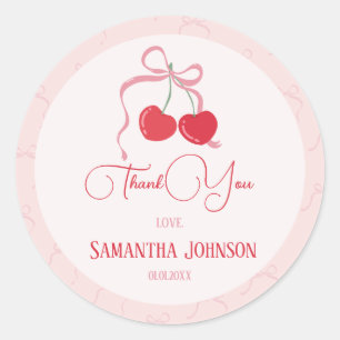 Cherry op Top Roze Bow Baby shower Ronde Sticker