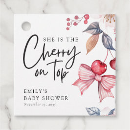 Cherry op Top Roze Bow Coquette Baby shower Bedankjes Labels