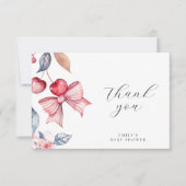 Cherry op Top Roze Bow Coquette Baby shower Bedankkaart (Voorkant)