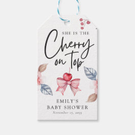 Cherry op Top Roze Bow Coquette Baby shower Cadeaulabel