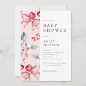 Cherry op Top Roze Bow Coquette Baby shower Kaart (Voorkant)
