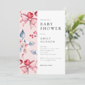 Cherry op Top Roze Bow Coquette Baby shower Kaart (Staand voorkant)