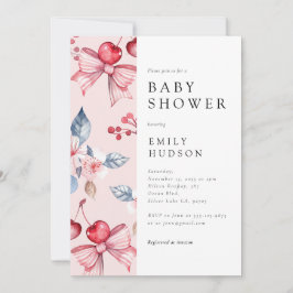 Cherry op Top Roze Bow Coquette Baby shower Kaart