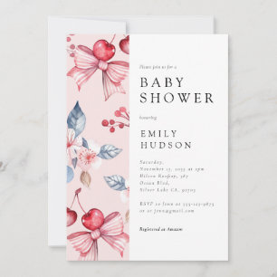 Cherry op Top Roze Bow Coquette Baby shower Kaart