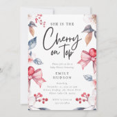 Cherry op Top Roze Bow Coquette Baby shower Kaart (Voorkant)