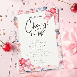 Cherry op Top Roze Bow Coquette Baby shower Kaart