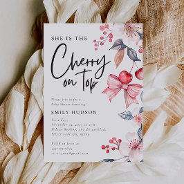 Cherry op Top Roze Bow Coquette Baby shower Kaart