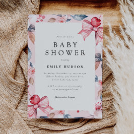 Cherry op Top Roze Bow Coquette Baby shower Kaart