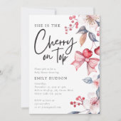 Cherry op Top Roze Bow Coquette Baby shower Kaart (Voorkant)