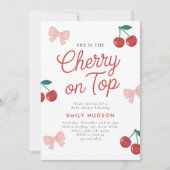 Cherry op Top Roze Bow Coquette Baby shower Kaart (Voorkant)