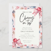 Cherry op Top Roze Bow Coquette Baby shower Kaart (Voorkant)