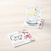 Cherry op Top Roze Bow Coquette Baby shower Kartonnen Onderzetters (Insitu)