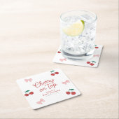 Cherry op Top Roze Bow Coquette Baby shower Kartonnen Onderzetters (Insitu)