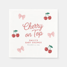 Cherry op Top Roze Bow Coquette Baby shower Servet
