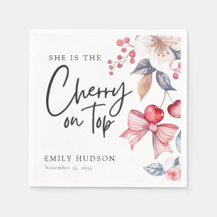 Cherry op Top Roze Bow Coquette Baby shower Servet