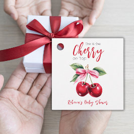 Cherry op Top Roze Bow Meisje Baby shower Bedankjes Labels