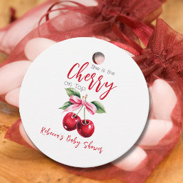 Cherry op Top Roze Bow Meisje Baby shower Bedankjes Labels
