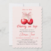 Cherry op Top Roze Bow Meisje Baby shower Kaart (Voorkant)
