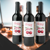 Cherry op Top Roze Bow Meisje Baby shower Wijn Etiket