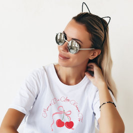 Cherry op Top Roze Bow Moeder's Verjaardag T-shirt