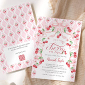 Cherry op Top Roze Bow QR Code Baby shower Kaart