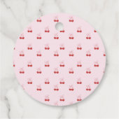 Cherry op Top Roze Bow Rode Baby Meisje Douche Bedankjes Labels (Achterkant)