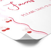 Cherry op Top Roze Bow Rode Baby Meisje Douche Poster (Hoek)