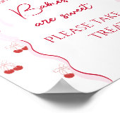 Cherry op Top Roze Bow Rode Baby Meisje Douche Poster (Hoek)