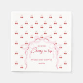 Cherry op Top Roze Bow Rode Baby Meisje Douche Servet (Voorkant)