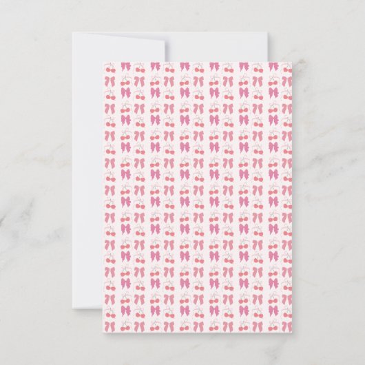 Cherry op Top Roze Bow Verjaardag Bedankkaart (Achterkant)