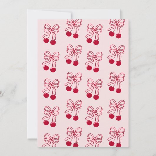 Cherry op Top Roze Bow Verjaardag Kaart (Achterkant)