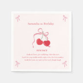 Cherry op Top Roze Bow Verjaardag Leuk weetje Servet (Voorkant)