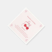 Cherry op Top Roze Bow Verjaardag Leuk weetje Servet (Hoek)