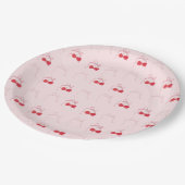 Cherry op Top Roze Bow Verjaardag Papieren Bordje (Gekanteld)