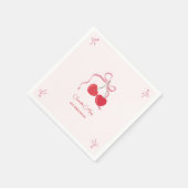 Cherry op Top Roze Bow Verjaardag Servet (Hoek)
