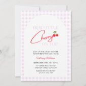 Cherry op Top Roze Geruit Meisje Baby shower Kaart (Voorkant)