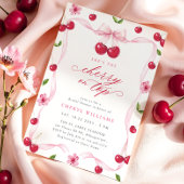 Cherry op top roze lint Vrijgezellenfeest Kaart