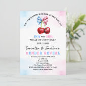 Cherry op top roze of blauw geslacht onthullen kaart (Staand voorkant)
