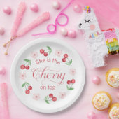 Cherry op Top roze waterverf Baby shower Papieren Bordje (Feest)