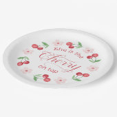 Cherry op Top roze waterverf Baby shower Papieren Bordje (Gekanteld)