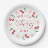 Cherry op Top roze waterverf Baby shower Papieren Bordje (Voorkant)